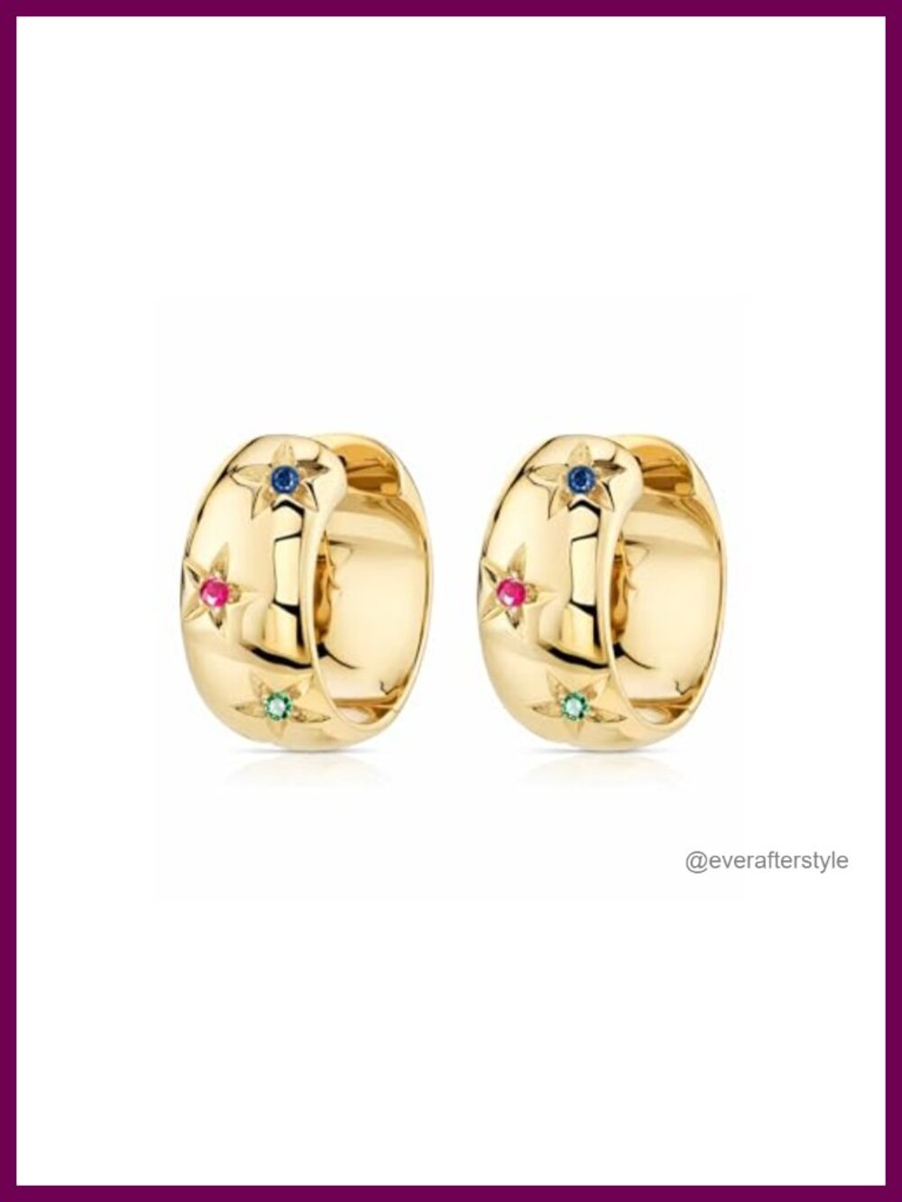 14K Gold Plated Starburst Huggie Hoop Earrings with CZ Stones
